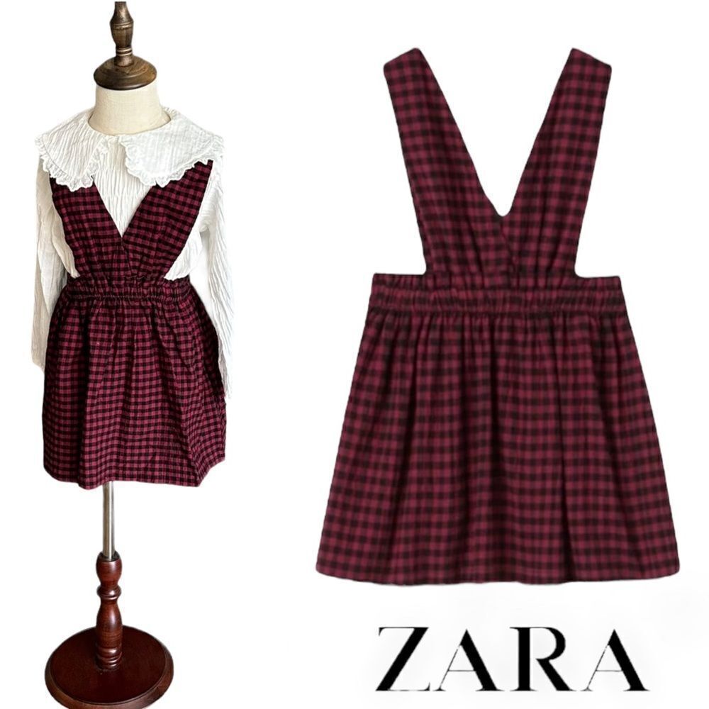 ZARA Kids | Black & Red | GINGHAM SKIRT WITH STRAPS